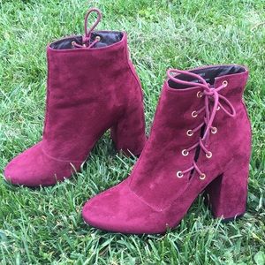 Suede lace-up high heel booties ❤️